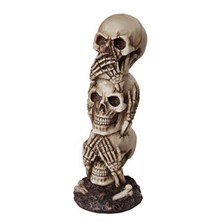 Pacific Trading Giftware See No Evil Hear No Evil Speak No Evil Stacked Skull Figurine Tower Gothic Tabletop Decor 7.5 H