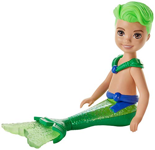 Mattel Barbie Dreamtopia Chelsea Merboy Doll, 6.5-inch, Green