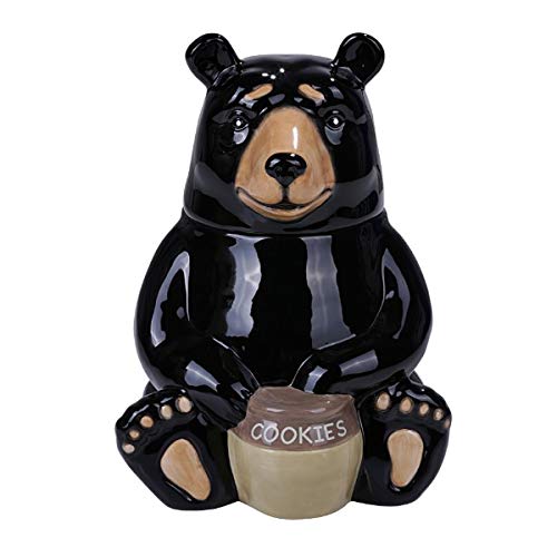 Pacific Trading Giftware PT Black Bear Glossy Ceramic Cookie Storage Jar