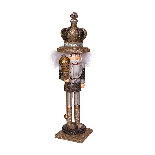 Kurt Adler Adler 18" Platinum and Gold with Swarovski Stones Nutcracker