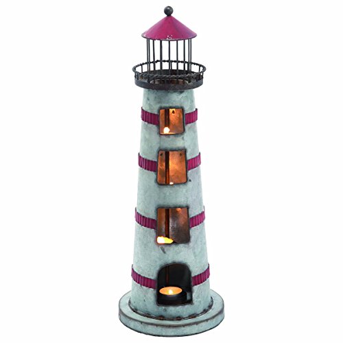 Transpac Lighthouse Vintage Metal Tealight Holder 20-in H