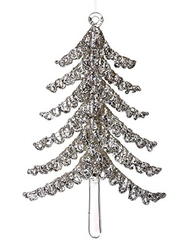 Regency International Glitter Tree Hanging Ornament, 7-inch Length, Glass