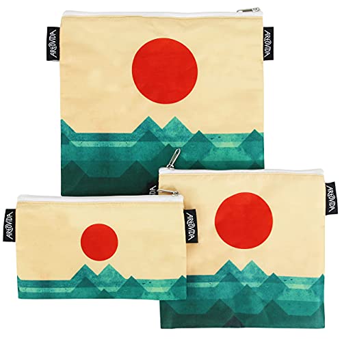 ARTOVIDA Artists Collective Reusable Lunch Baggies | Snack and Sandwich Bags with Zipper - Designed by Budi Kwan (Indonesia) "The Ocean, the Sea, the Wave" - Baggie