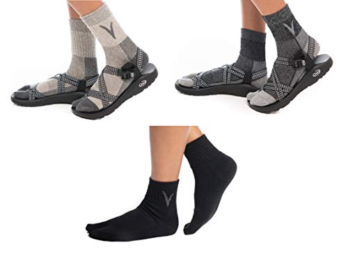 V-Toe Socks 3 Pairs V-Toe Wool Flip-Flop Big Toe Tabi Socks Shoe Size: Men 8.5-10.5 Women 9-11.5