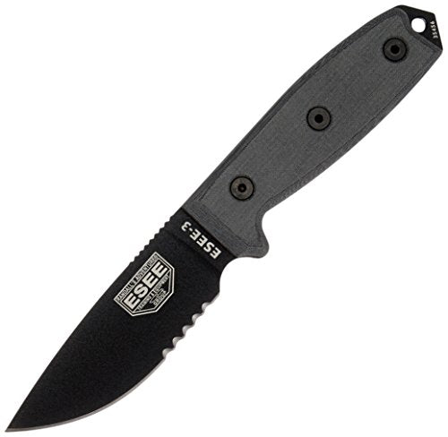 Blue Ridge Knives ESEE -3 Serrated Edge Black Blades with Micarta Handles and Black Sheath