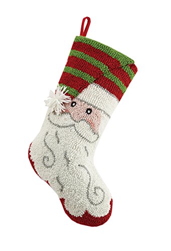 Peking Handicraft 3D Striped Santa Hook Stocking 10x20