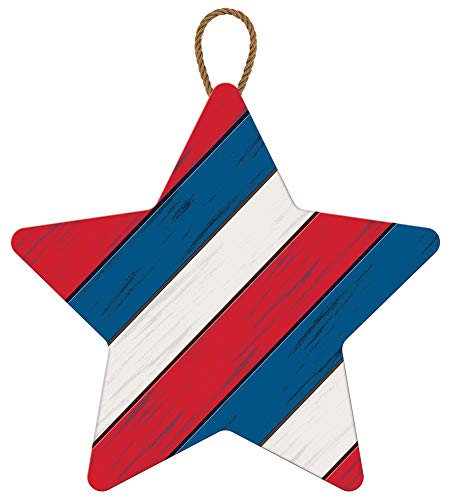 Amscan Red, Blue and White Striped Hanging Star Decor - 1 pc