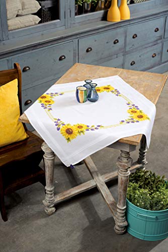 Vervaco Cross Stitch Tablecloth Kit Sunflowers 32" x 32"