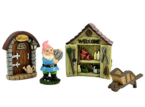 Midwest Design Imports 56183 Touch of Nature Gnome Fairy Garden Kit, Set of 4