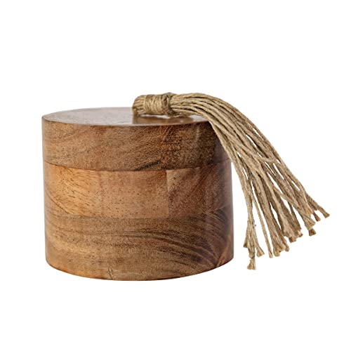 Foreside Home & Garden Natural Acacia Wood & Jute Salt Cellar