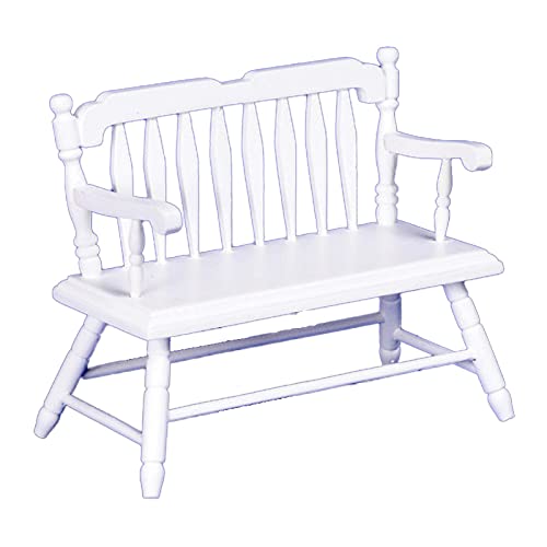 Aztec Imports Dollhouse Miniature White Deacons Bench