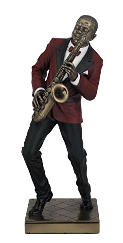 Unicorn Studio 11.38 Inch Saxophone Player Cold Cast Statue Figurine, Bronze Color