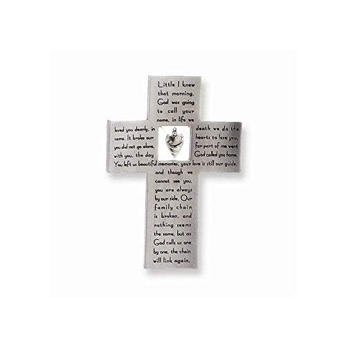 Roman In Memory Bereavement Silver Resin Stoneware Wall Cross