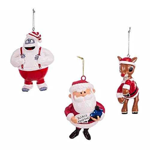 Kurt Adler Adler Rudolph The Red-Nosed Reindeer Blow Mold 3-Piece Ornament Set, 3.5-Inches, Multicolor