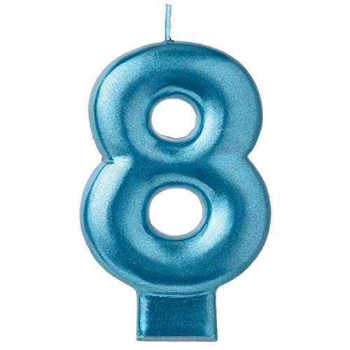 Amscan Metallic Blue"8" Candle | 1ct