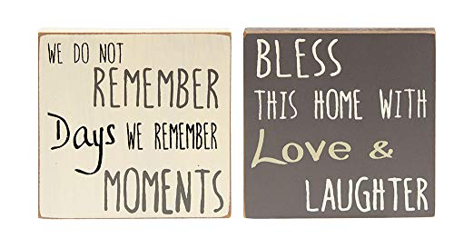 CWI Hearthside Set of 2 Mini Wood Block Signs &