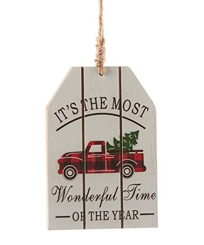 Giftcraft 683732 Christmas Plank Style Ornament with Sentiment, 4.72-inch Height, Medium-Density Fiberboard