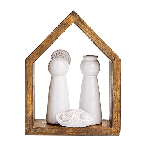 Mud Pie, Christmas Wood Nativity, White, 8 1/2-inch
