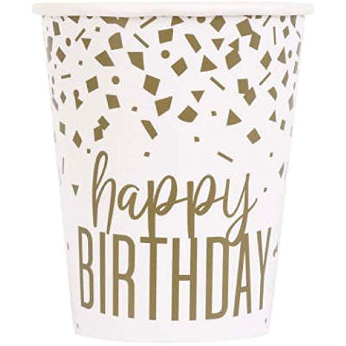 Unique Industries "Happy Birthday" Confetti Paper Cups (8 Pcs) - 1 Pack