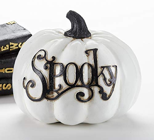 Delton 2054-0 Spooky Pumpkin, White, 6-inch Height, Resin