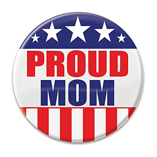 Beistle BT017 Patriotic"Proud Mom" Cardstock Button, Multicolor