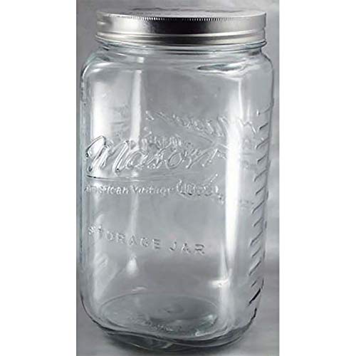 Grant Howard 51093 170 Ounce Classic Wide Mouthed Embossed Glass Mason Storage Jar Storage Container with Airtight Screw On Closing Lid