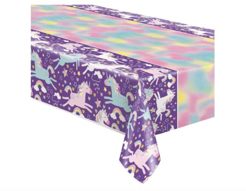 Unique Industries Unique Unicorn Rectangular Plastic Tablecover - 1 Pc, multi color