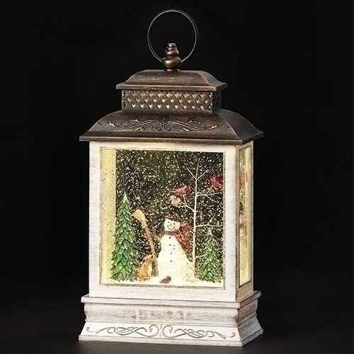 Roman Christmas - Lighted Snowman and Cardinals Lantern, 10.5" H, Christmas Collection, Plastic, Christmas Giftware, Inspirational, Durable, Long Lasting, Beautifully Detailed, Battery Operated