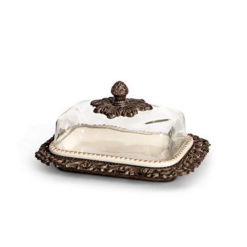 Gerson Ceramic Butter Dish with Glass Dome