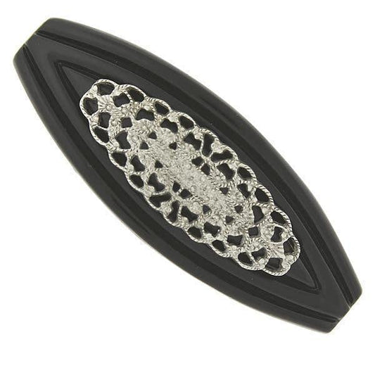 1928 Jewelry Women's Black Filigree Hair Barrette, (1 Pcs)