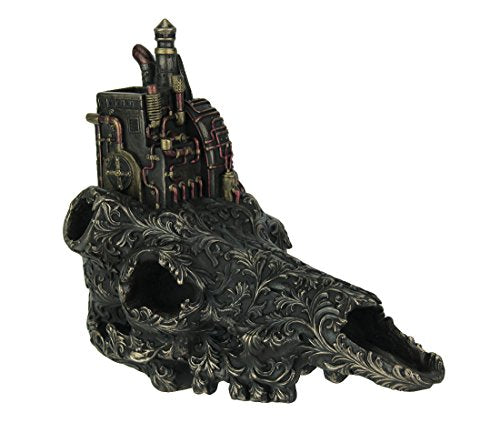 Unicorn Studio Veronese Design Antiqued Bronze Finish Steampunk Steer Skull Statue