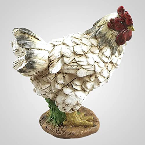 Lipco Poly Resin White Chicken Figurine, 4.25-inch Height, Tabletop Decoration