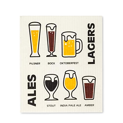 Abbott Collection  84-ASD-AB-37 S/2 Beer Dish Cloth-6.5x8 L, inches L, Ivory and Yellow