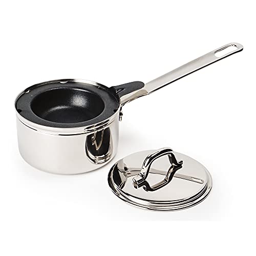 RSVP International Endurance Single Egg Poacher Set | Glass Lid with Steam Vent | Perfectly Poached Eggs | Includes Stainless Steel Pan | Dishwasher Safe