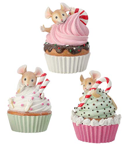 Regency International 6" Resin Cupcake with Mouse 3 Assorted
