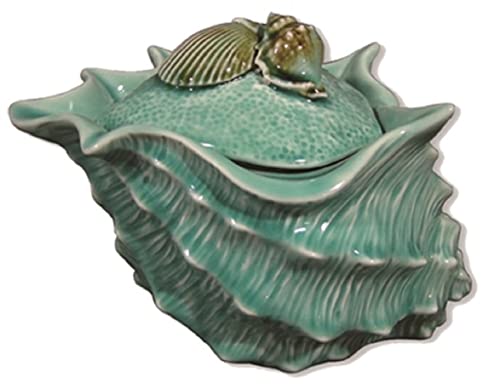 Blue Sky Clayworks Clayworks Shell Figural Jar, 9-inch Length, Blue