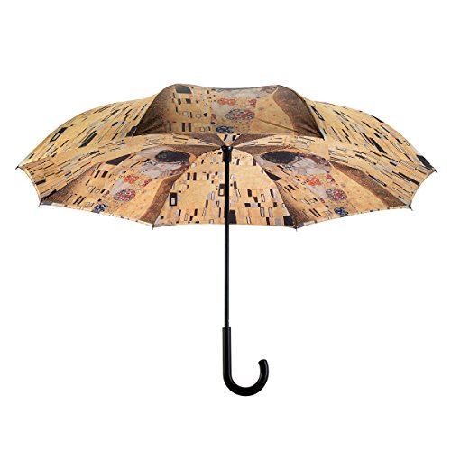 Galleria Reverse Close Stick Umbrella Gustav Klimt ''The Kiss''-Art on both sides