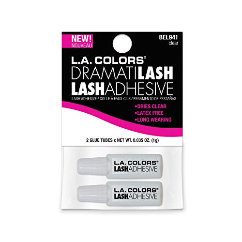 L.A. Girl Colors 2-Piece Travel Eyelash Adhesive, Clear, 0.02 Fluid Ounce