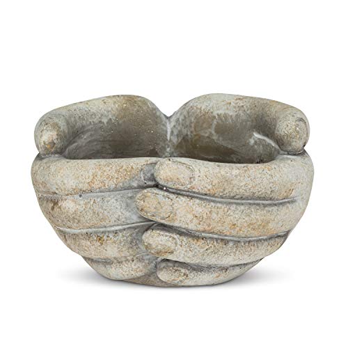 Abbott Collection  27-HANDS-685-SM Sm Cupping Hands Planter-3" H, 3 inches H, Grey