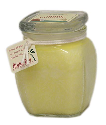 Aloha Bay Coconut Wax Square Top Jars - 60 hour burn time (13.5 oz, Maui Plumeria - Light Yellow - Muguet, Cananga)