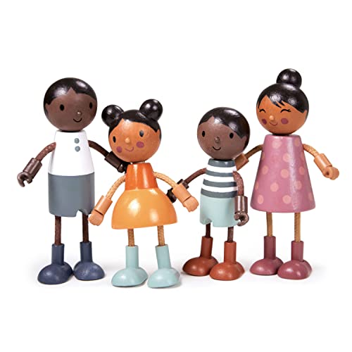 Tender Leaf Toys - Humming Bird Doll Family - Multicultural Wooden Dolls House Family Set with Flexible Arms and Legs - Inspires Endless Imaginative Play - Age 3+