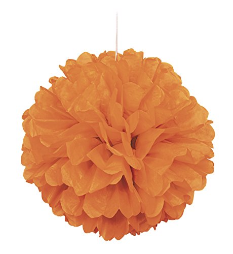 Unique Industries, Tissue Paper Pom Pom Decor, 16 Inches, Party Supplies - Orange