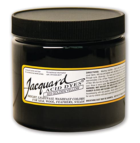 Jacquard Acid Dye for Wool, Silk and Other Protein Fibers, 8 Ounce Jar, Concentrated Powder, Golden Yellow 603