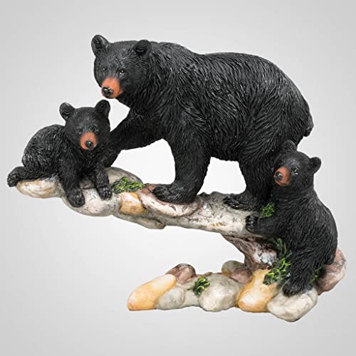 Lipco Polystone Bear Family on Rock Ledge Figurine, 9-inch Length, Tabletop Decoration