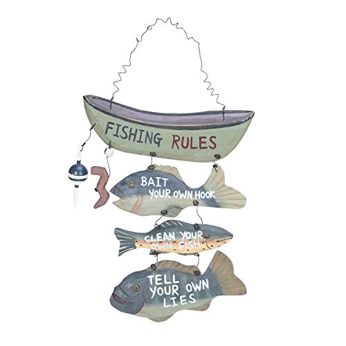 Beachcombers Wood Fishing Rules Sign - Fish Boat Nautical Decor New Approximately 8" X 14"