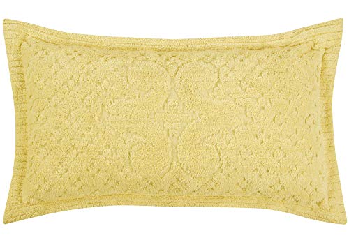 Better Trends Ashton Collection is Super Soft and Light Weight in Medallion Design 100 Pecent Cotton Tufted Unique Luxurious Machine Washable Tumble Dry, King Sham, Yellow