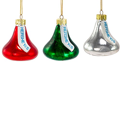 Kurt Adler Hershey Kisses Glass Set, Christmas Ornament