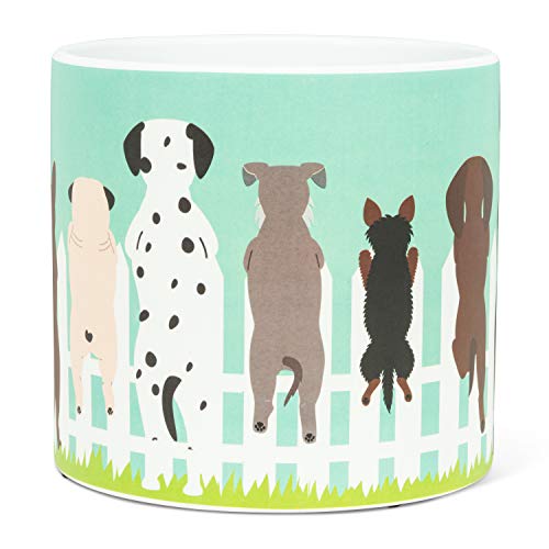 Abbott Collection  27-PL-DM-03-LG Large Dogs on Fence Planter, 6.5 inches D, Turquoise