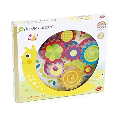 Tender Leaf Toys - Snail Whirls - 6 Removable Flowers Gears, - Playset for Toddlers and Kids, Multi-Color Flower Garden Beds