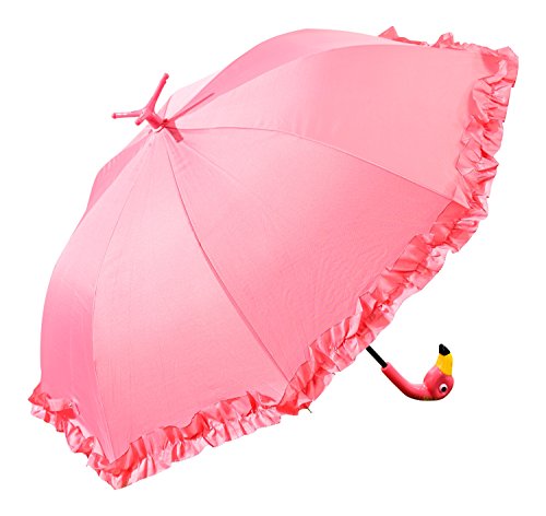 GiftCraft Pink Flamingo Full-Size Standing Parasol Umbrella for Rain of Shine